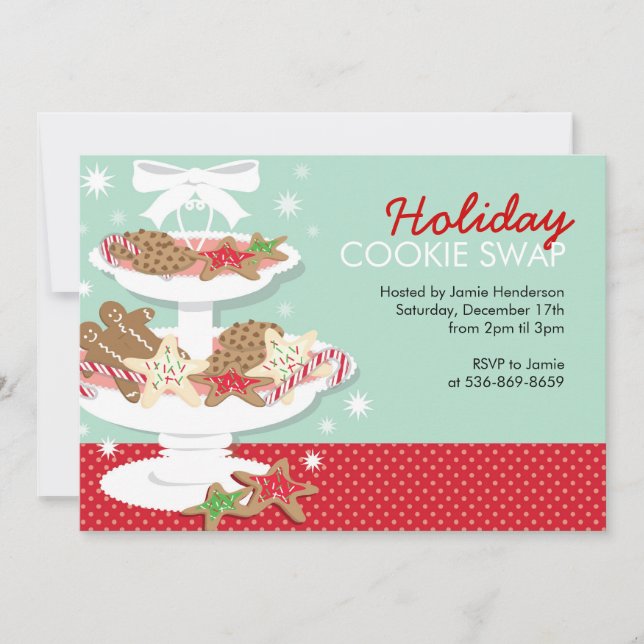 Christmas Party Invitations Cookie Swap (Front)