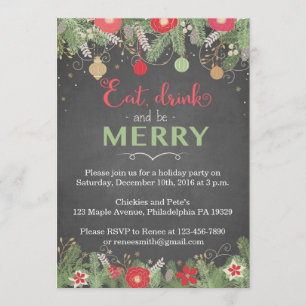 Christmas Party Invitations - Eat Drink & Be Merry