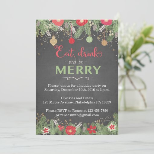 Christmas Party Invitations Eat Drink Be Merry Zazzle