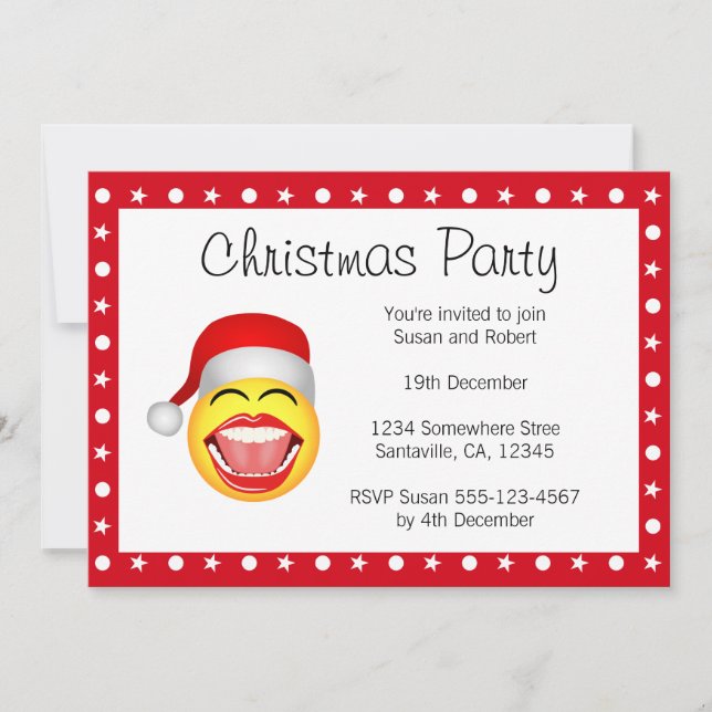 Christmas Party Invitations Fun Santa Invites (Front)