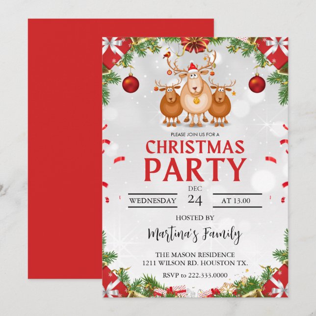 Christmas Party Invitations Holiday Party (Front/Back)