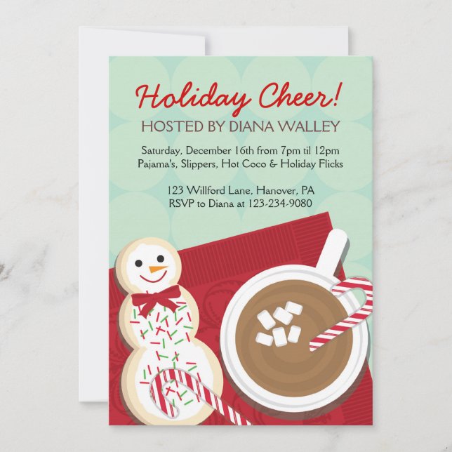 Christmas Party Invitations Hot Coco (Front)