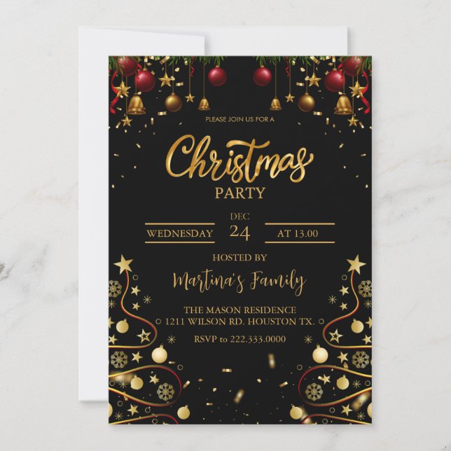 Christmas Party Invitations Xmas Holiday Party (Front)