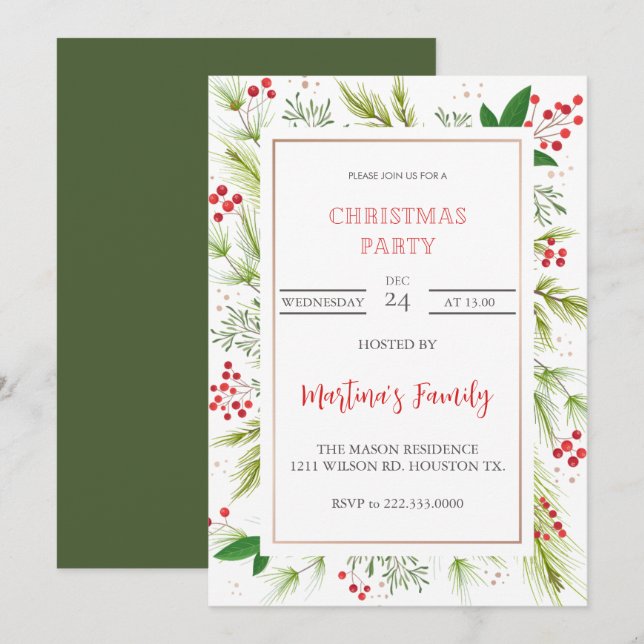 Christmas Party Invitations Xmas Party (Front/Back)