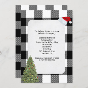 Christmas Party Invite buffalo plaid design