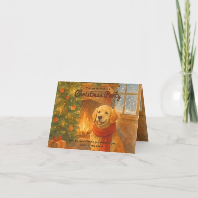 Christmas Party Invite · Cozy Dog Scene (Front)