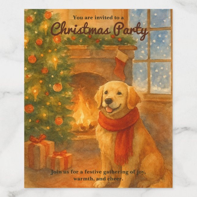 Christmas Party Invite · Cozy Dog Scene Envelope Liner (Design)
