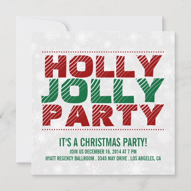 Christmas Party Invite | Holly Jolly Party (Front)