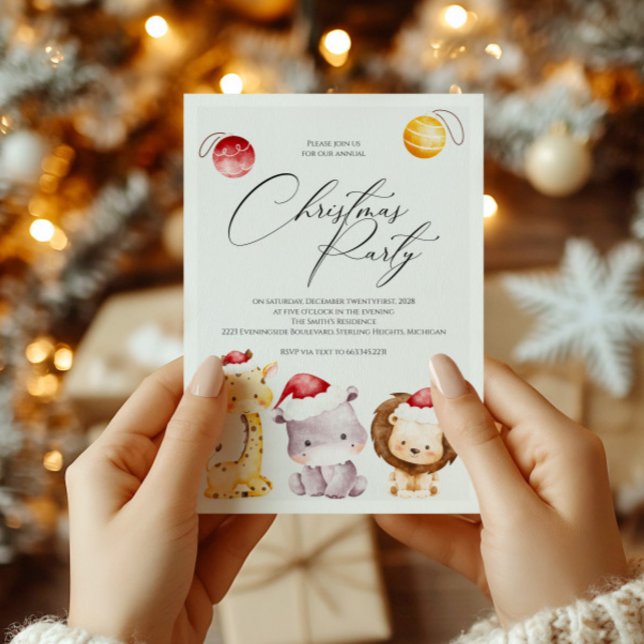 Christmas Party Invite with Cute Holiday Animals (Creator Uploaded)