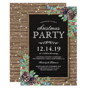 Christmas Party Invites | Rustic Pine Cones Berry