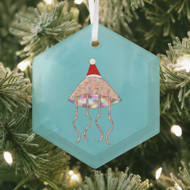 Christmas party Jellyfish Glass Ornament (Insitu)