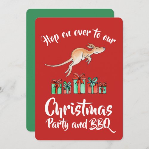 Christmas party kangaroo hop over invitations