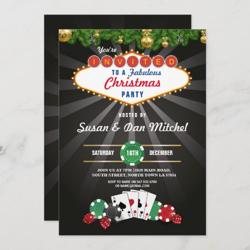 Christmas Party Las Vegas Casino Dice Holidays Invitation