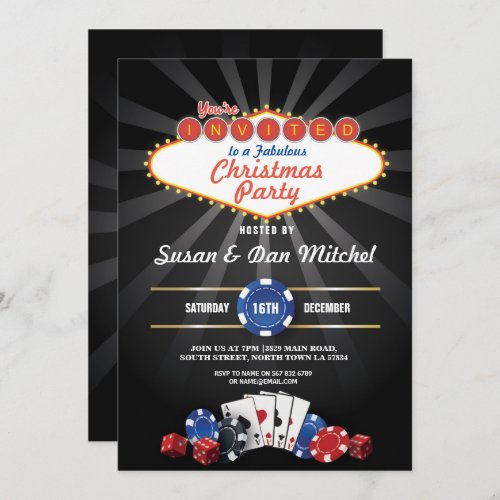Christmas Party Las Vegas Casino Dice Invite