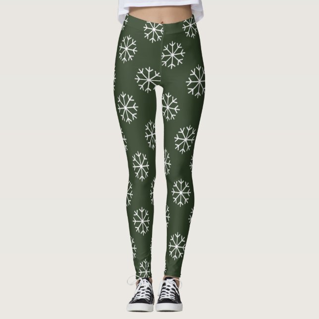 Christmas party leggings with snowflake pattern (Front)