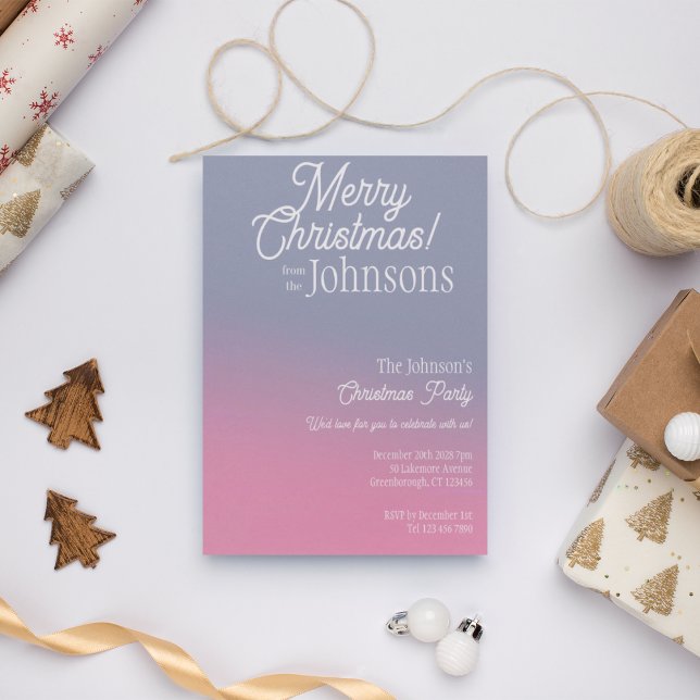 Christmas Party Lilac Pink Ombre Invitation (Creator Uploaded)