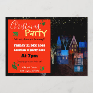 Christmas Party Magical Night Scene Invitation