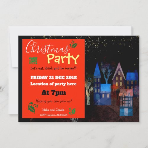 Christmas Party Magical Night Scene Invitation