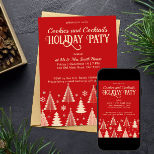 Christmas party midcentury retro red template