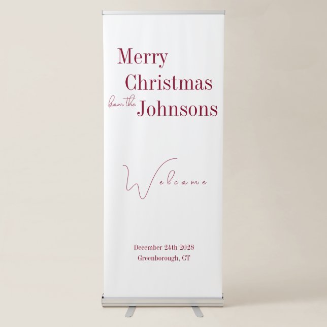 Christmas Party Minimal Burgundy Retractable Banner (Front)