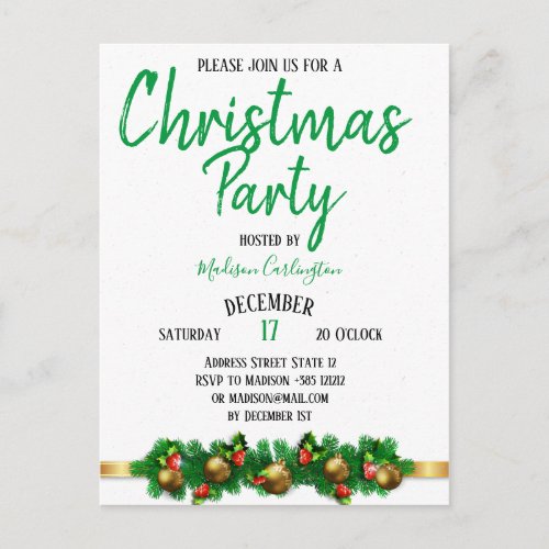 Christmas party Mistletoe Bells Decorative 2 Postcard