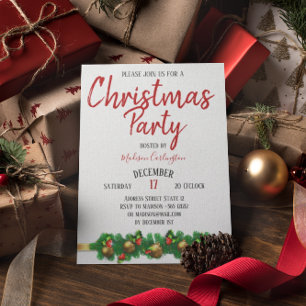 Christmas party Mistletoe Bells Decorative Invitation