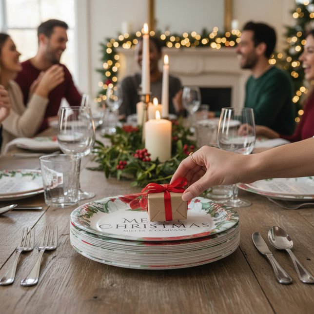 Christmas Party Modern Corporate Holiday Party Paper Plates (Creator Uploaded)