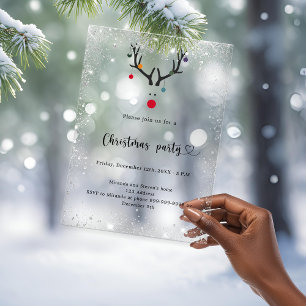 Christmas party modern funny frosted reindeer acrylic invitations