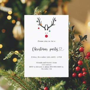 Christmas party modern funny reindeer invitation