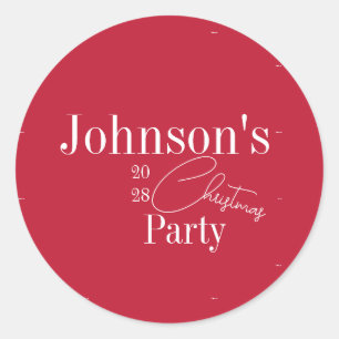 Christmas Party Modern Red Thank You Classic Round Sticker