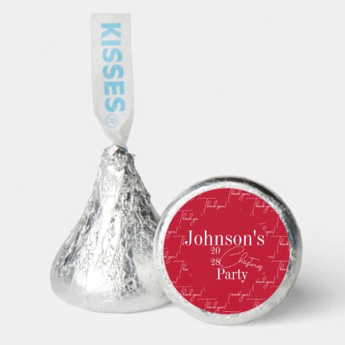 Christmas Party Modern Red Thank You Hersheys Kisses