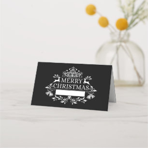 Christmas Party Name Place Card-B&W Card