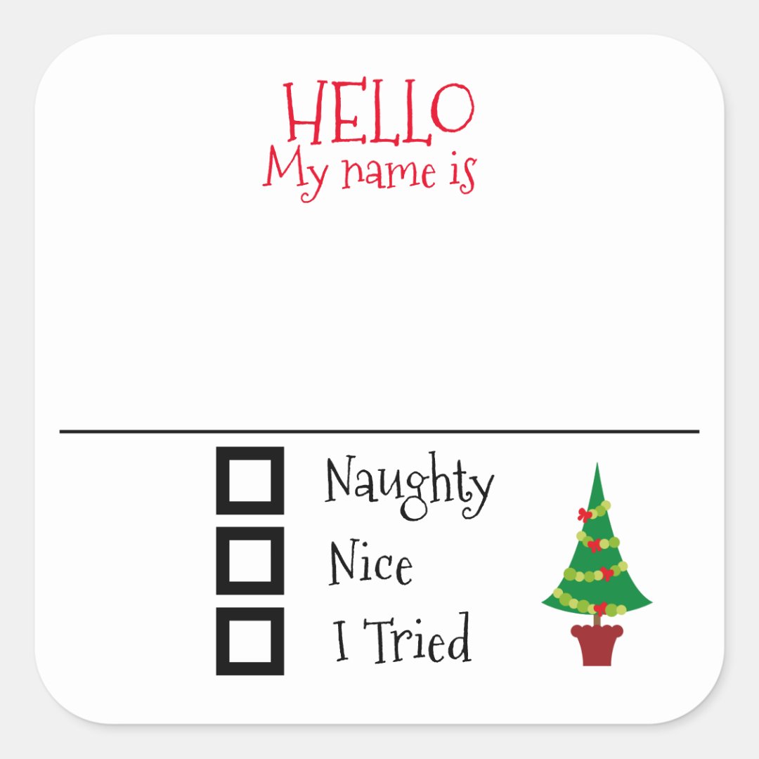 Christmas Party Name Tag Badge Naughty Nice Zazzle