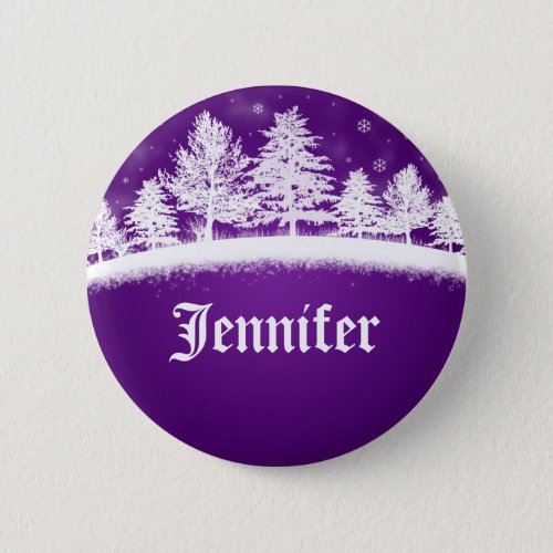 Christmas Party Name Tags Purple Buttons