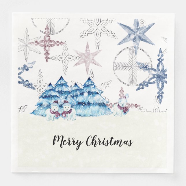 Christmas Party Napkins, Dinner Size Paper Dinner Napkins (Front)