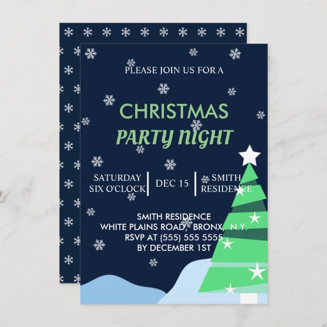 Christmas Party Night Invitation (Front/Back)