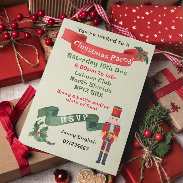 Christmas Party nutcracker Little drummer boy Invitation (Front of invitation Christmas)