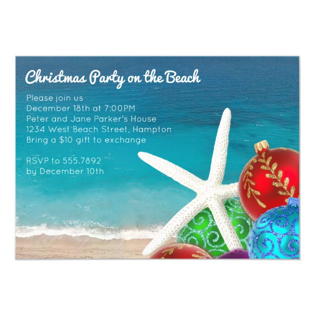 Christmas Party On The Beach Invitation