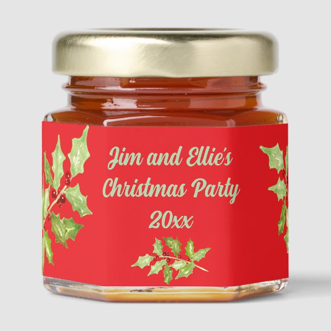 Christmas Party or Christmas Wedding Party Favors Honey Jar Favors (Front)