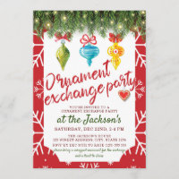 Christmas Party Ornament Exchange Invitation