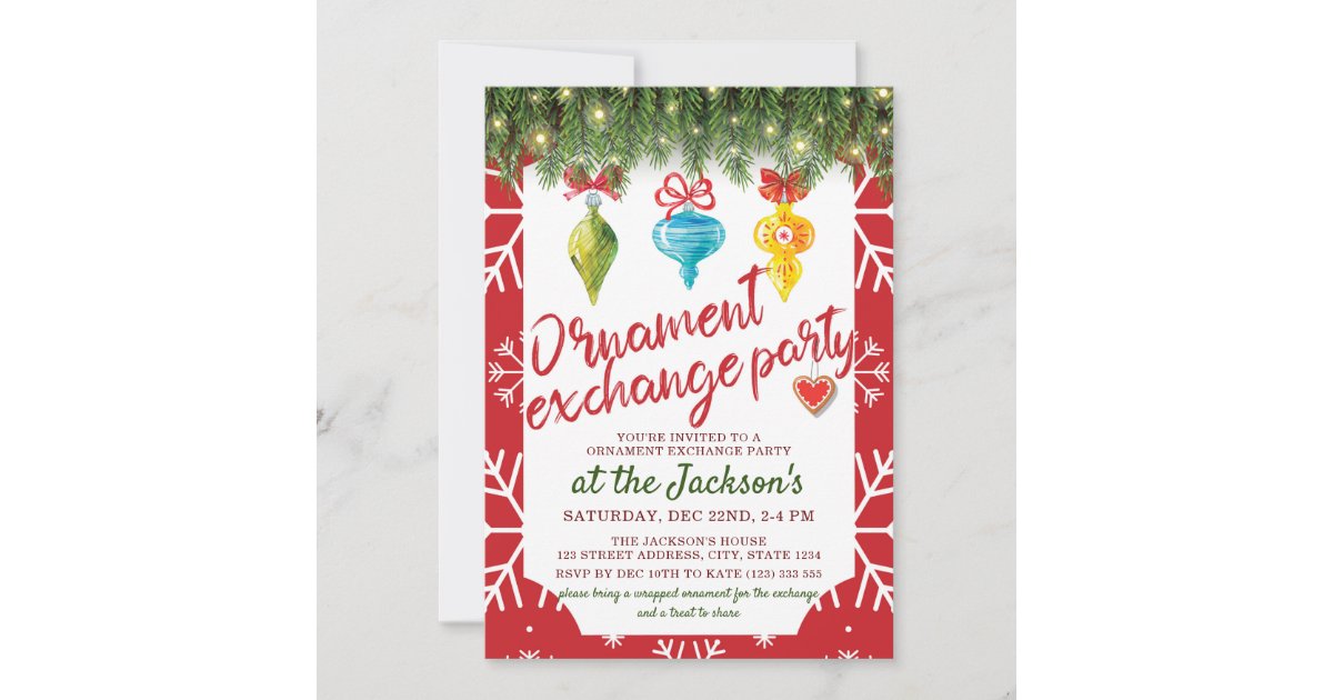 Christmas Party Ornament Exchange Invitation Zazzle