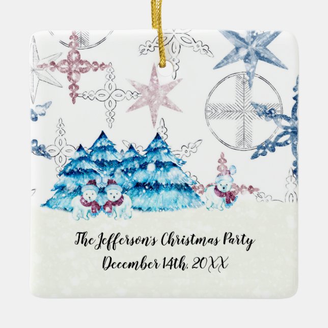 Christmas Party Ornament with Snowmen (Front)