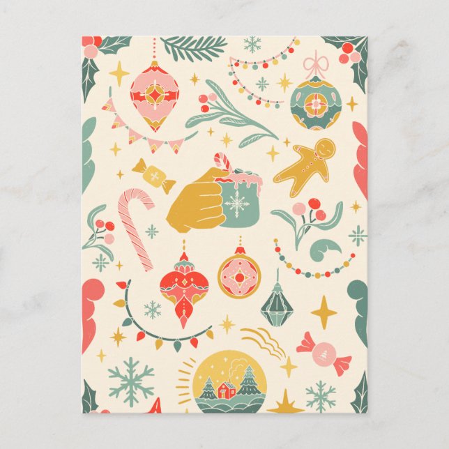 Christmas party ornaments Invitation Postcard (Front)