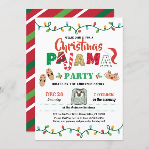 Christmas party pajama holiday party adult invitation
