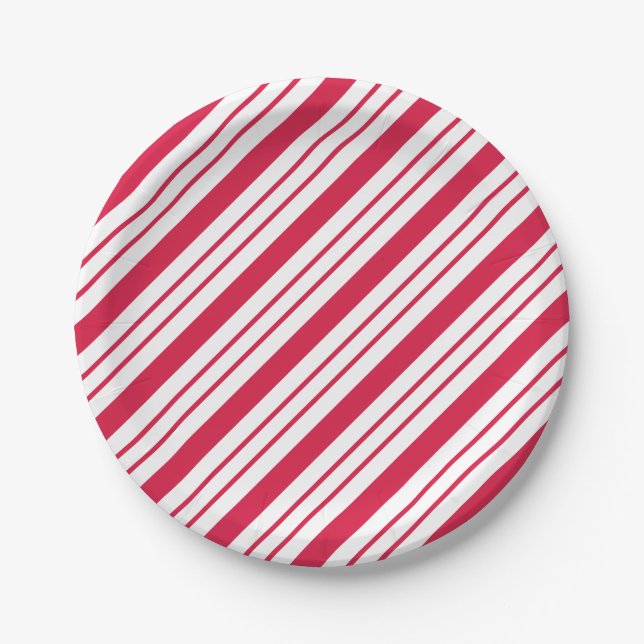Christmas Party Peppermint Candy Cane Paper Plates (Front)