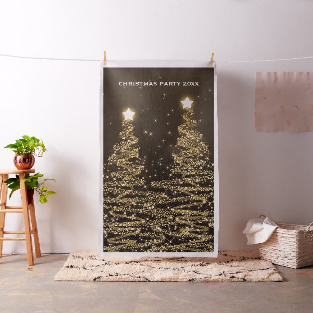 Christmas Party Photo Booth Backdrop Trees Gold (In Situ)