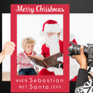 Christmas Party Photo Prop When Name Met Santa Red Selfie Frame