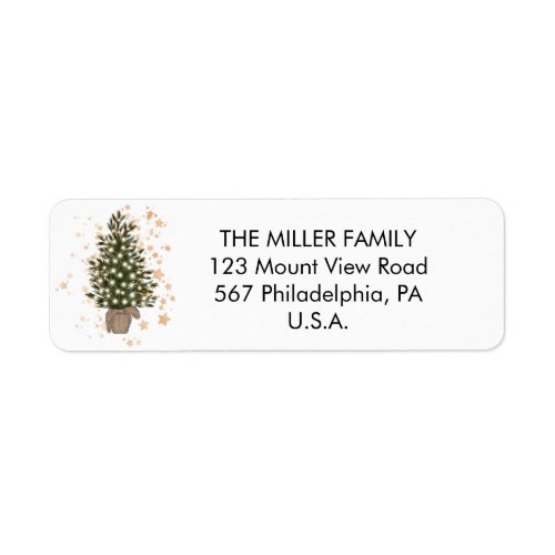 Christmas Party Pine tree Holiday Dinner Sparkles Label