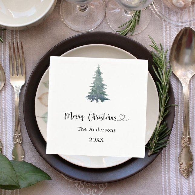 Christmas party pine tree simple script napkins (Creator Uploaded)