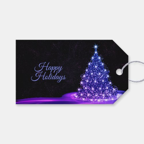 Christmas Party Pink Blue Tree Winter Black Rustic Gift Tags